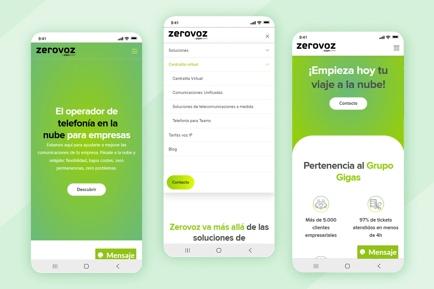 Mockup página web versión móvil